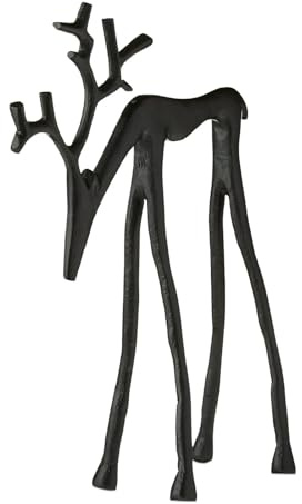 Christmas Reindeer Figurines, Black Iron Reindeer Christmas Decor, European-Style Imitation Metal Deer Statue, Table Centerpieces Ideal for Mantel Living Room Bedroom Office (B)