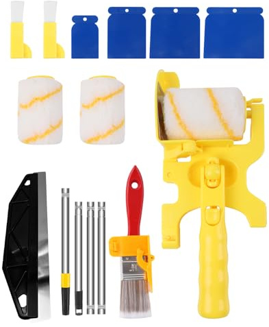 hommova Paint Cutting in Tools for Painting Kit, Paint Roller with Guide with Extension Pole for Door Window Edging Cutting Edge Painting