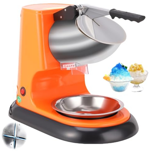 Electric Ice Crusher, Commercial Snow Cone Maker with Large Ice Tray, Adjustable Coarseness, High Ice Crushing Capacity for Smoothies and Shaved Ice