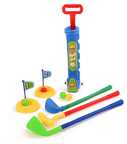 Childs Junior Golf Caddy Set Bollar Vagn Trädgårdsspel | Utomhusspel | Leksak Golf Set
