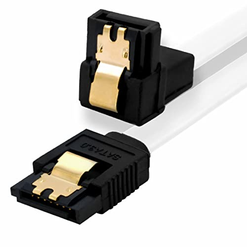 BIGtec 0,5m SATA Kabel S-ATA III Datenkabel Anschlusskabel weiß Winkel HDD SSD 6GBit/s Stecker L-Type/L-Type 90° 50cm vergoldet gerade/gewinkelt serial ATA Verriegelung SATA-3