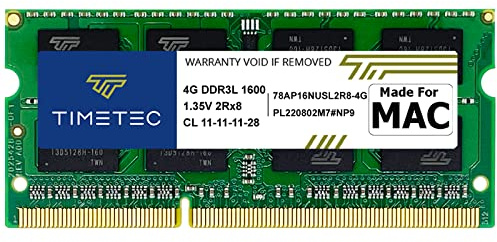 Timetec 4GB compatibile per Apple DDR3L 1600MHz PC3L-12800 Mac Book Pro (early/late 2011, mid 2012), iMac (mid 2011, late 2012, early/late 2013, late 2014, mid 2015), Mac Mini (mid 2011, late 2012)