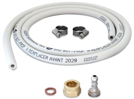 PROWELTEK - Kit connexion gaz tuyau + adaptateur tétine + raccords pour réchauds et barbecues à gaz