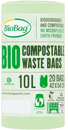 10L 100% Compostable Caddy Bin Liners (20 count ), Green