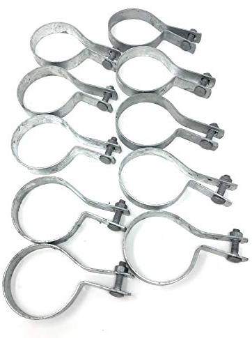 FENCESMART4U (10 Pack) Tension Bands with Bolts & Nuts for Chain Link Fence, Gate, Posts (2-7/8)