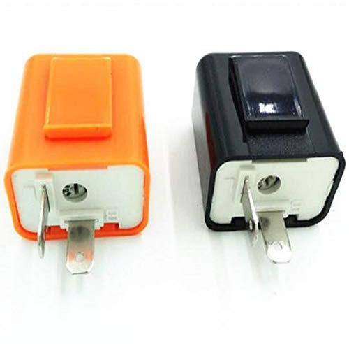 Einstellbar Blinker,12V Einstellbare Drei Pin LED Relais Automatische Überlastschutz Einstellbare Motorrad Blinker Strobe(Schwarz Und Orange)