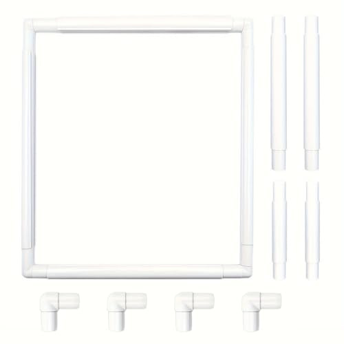 HAND U JOURNEY 3-in-1 Universal-Clip-Rahmen-Set, quadratisch, rechteckig, Kunststoff, für Stickerei, Quilten, Kreuzstich, Stanznadel, Seidenmalerei, 43,2 x 27,9 cm, Weiß (Q-F-17 x 11 x 8)