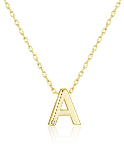 Philip Jones 18k Gold Plated Initial Necklace Letter A Created with Zircondia® Crystals