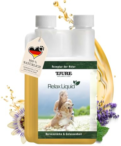 TJURE Relax Liquid für Hunde | 500 ml | Ergänzungsfuttermittel mit Kräuterextrakten | Zur Unterstützung von Ruhe & Ausgeglichenheit | Pflanzliche Rezeptur | Made in Germany