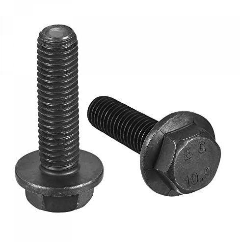 sourcing map Metric M10x35mm Hex Flange Bolts, 3pcs 10.9 Grade Carbon Steel Hexagon Head Screws