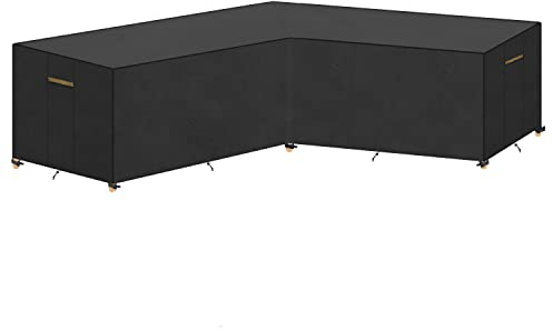 VANSHEIM Lounge Abdeckung L-form Wasserdicht Gartenmöbel Abdeckung l-form Gartenlounge Abdeckung Winddicht 420D Oxford Schutzhülle Loungemöbel Abdeckung Wasserdicht für Ecksofa Möbel 255x255x87/80cm