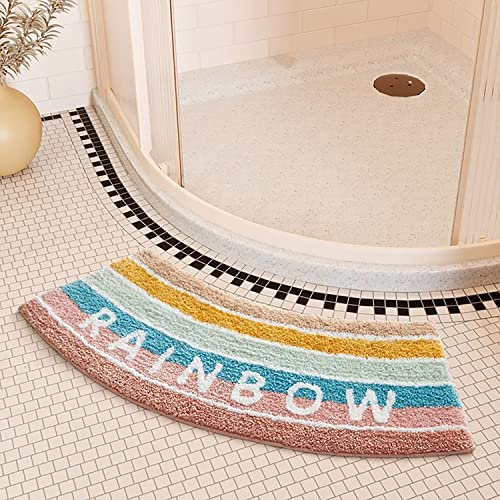 KAYBTNT Gebogene Badematte, Eckdusche Duschvorleger, Weiche Mikrofaser Halbrund Duschvorleger, Waschbar Badvorleger rutschfest Duschmatte Badteppich für Dusche, Badewanne und Toilette,H,40x75cm