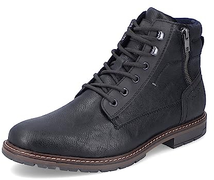 Rieker Herren Schnürstiefeletten 13742, Männer Stiefeletten,halbstiefel,Kurzstiefel,uebergangsschuhe,uebergangsstiefel,schwarz (00),43 EU / 9 UK