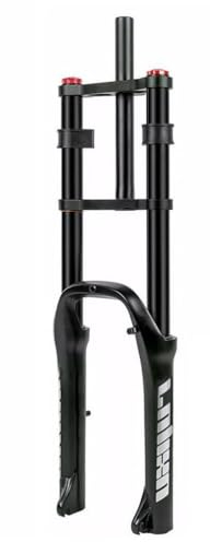 HIMALO 20 Zoll Fahrrad Federgabel 4.0 Reifen Fat Gabel Gerade Doppelt Geschultert Luftgabel Federweg 110mm QR 135mm Scheibenbremse Vorderradgabel Zugstufe Einstellbar (Color : Black)