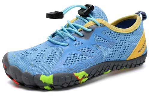 IceUnicorn Barfußschuhe Kinder Badeschuhe Junge Mädchen Barfussschuhe Aquaschuhe Atmungsaktiv Traillaufschuhe (Blau,30EU)