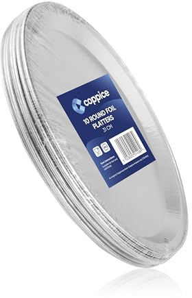Coppice Silver Round Aluminium Foil Platters for Parties, Buffets & Entertaining | 31cm | Food Safe (10)