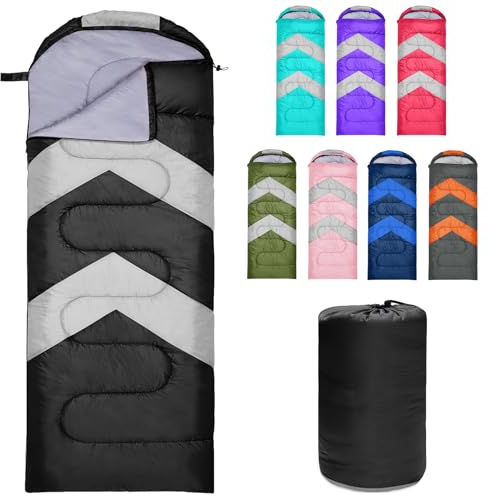 Zusentee Schlafsack 3-4 Jahreszeite für Outdoor Camping Warme Einzelne Erwachsene Wasserdicht Leichter Ultraleicht Schlafsack für Erwachsene Kinder Camping Wandern, Reise, Schwarz