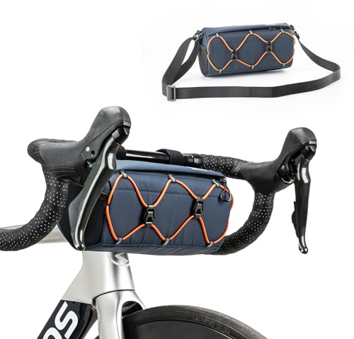 ROCKBROS Lenkertasche Fahrrad, Fahrradtasche Vorne am Lenker 2,2 L mit Schultergurt, Wasserabweisend & Reflektierend, Handlebar Bag für MTB, Rennrad, Gravel, E-Bike und Citybike, Blau