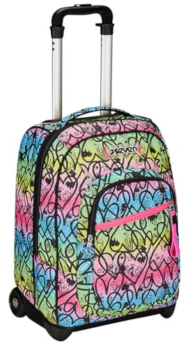Seven Trolley Fisso, JumpLove, Rosa, 2 in 1, Doppio Uso, Trolley e Zaino, Zaino Scuola Viaggio, Bambina Ragazza