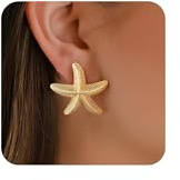 Aidenn Boucles d'oreilles en forme d'étoile de mer pour femme, grandes boucles d'oreilles dorées style bohème pour plage, océan, mer, bijoux d'été