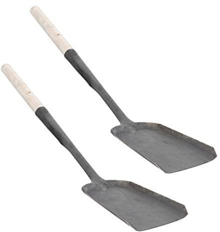 HONMEET 2pezzi Paletta Per Cenere in Ferro Resistente Paletta Per Stufa Manuale Facile Da Pulire Multiuso Per Spalare Ceneri Rifiuti Design Manico Legno