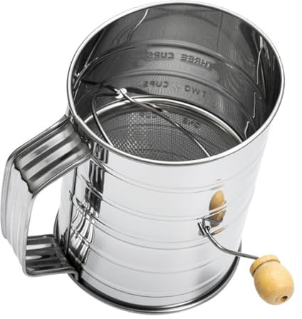 CIYODO Hand Crank Flour Sifter Cup-Type Sugar Sifter for Home Bakery Kitchen Sieve Powder Strainer Baking Tool
