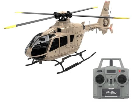 BAUBAUPLAY RC Hubschrauber, C123 1/36 EC135 Ferngesteuertes Helicopter, 2.4G 6CH Single Rotor ohne Querruder Militär Hubschrauber Spielzeug Geschenk für Erwachsene - RTF