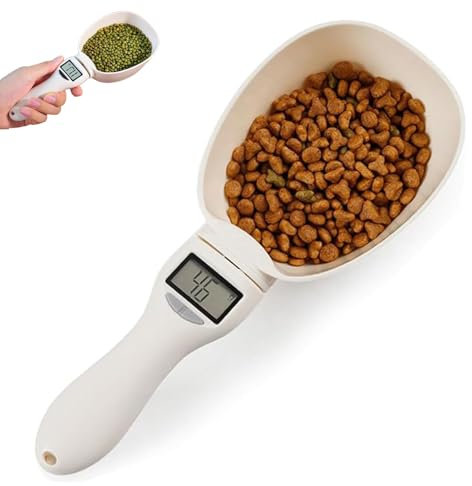 Food Measuring Scoop Scale, Digital Measuring Spoon Scale, Polygons Spoon with Adjustable Scale, Measuring Weighing Spoon Scale for Dispensing Food, Condiments and Dog Cat Food, 800g/0.1g (1PCS)