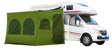 RV Awning Screen Room Campervan Awning Tent Motorhome Awning Sun Shade Screen for Fiamma and Thule and Dometic Style Awnings. Polyester Fabric Construction, Sunproof，Windproof (Green, 8.2ft)