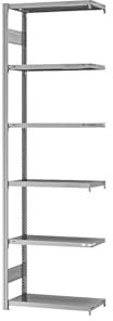 eurokraft | Steckregal | Bauart leicht | doppelseitig | HxBxT 2500 x 750 x 300 mm | verzinkt | Anbauregal