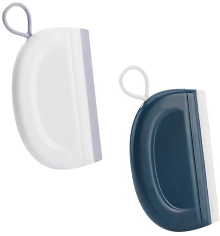 CLKE 2Pcs Mini Squeegee, Small Squeegee Soft PVC, Shower Squeegee, Flexible Silicon Window Wiper, Mini Squeegee for Shower Doors Bathroom & Kitchen(White,Blue)