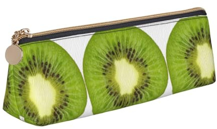 Kiwi-skiva tryck lätt rymligt pennfodral stor kapacitet triangel dragkedja för skrivverktyg, Vitt, En storlek