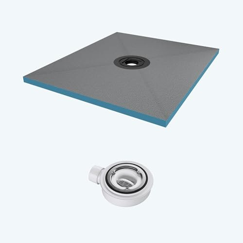 doporro Duschelement 80x120x4cm Beton Grau mit Ablaufgarnitur Duschboard | Duschboard befliesbar mit Gefälle in Zuschneidbar waagerechter Ablauf bodeneben und barrierefrei einbaubar XPS
