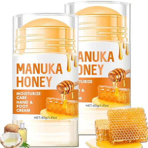 KAHSOSE 2Pcs Manuka Honey Foot Balm Stick, Moisturizing Hand and Foot Cream for Dry Cracked Heels, Heel Stick Balm for Women & Men, Callus Hydrating Cream for Hands, Elbows & Knees