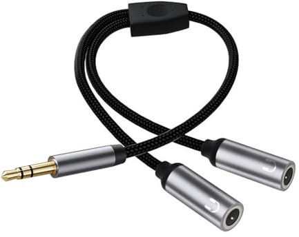 3.5mm Y Splitter Kabel, Audio Klinken Adapter 1 zu 2, 3,5mm Stecker auf 2x 3,5mm Buchse für Kopfhörer Vergoldete Anschlüsse Verlustfreie Audioübertragung für PC Smartphone Laptop Tablet MP3-Player
