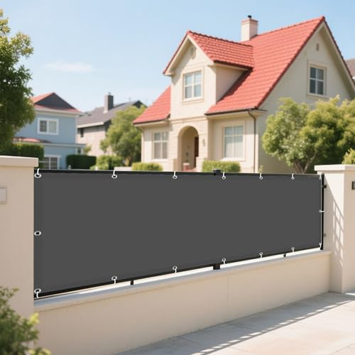 Tenda da Sole per Esterno a Caduta 305 x 455 cm Protezione UV 98% Tende per Pergolato con Corde e Occhiello per Giardino Balcone Terrazza Campeggio, Grigio Scuro