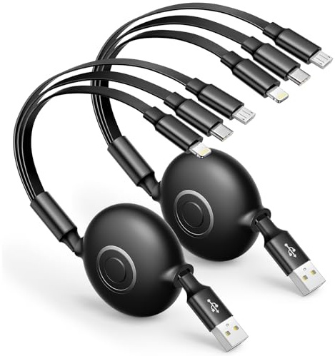 Câble Multi USB, 3 en 1 Rétractable Cable Universel Rapide [1.2M], Câble Chargeur USBC Micro USB Type C Lightning Cable pour iPhone, Samsung, Redmi, Huawei, Sony, LG, Nokia, Android, OnePlus