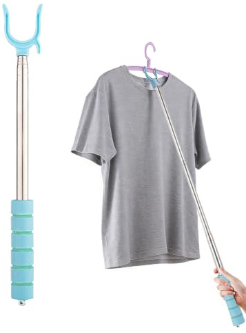 Ailelan Teleskop Kleiderhaken 31-101cm, U-Form Stange fur Schrank Blau | Teleskopstange ausziehbar U-Form, fur Kleiderschrank Garderobe Blau Wohnung