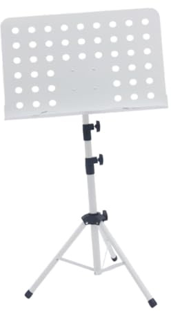 Oshhni Notenständer, Notenbuchhalter, zusammenklappbar, höhenverstellbar für Saxophonisten und Musiker, Weiß