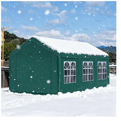 Großer Metallcarport Mit Verstärktem Rahmen, Grünes Allwetter-Carport-Zelt Für Traktor, LKW, Wohnmobil Und SUV(9.8x19.6x6.5 ft)
