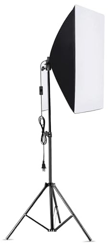 Luocute Kit de Iluminación para Fotografía Softbox, Luz de Estudio Profesional de 60x60 Cm con Bombilla LED de 85 W 2800 K 5700 K 3 Modos de Iluminación Control Remoto, para Grabación de (Enchufe de