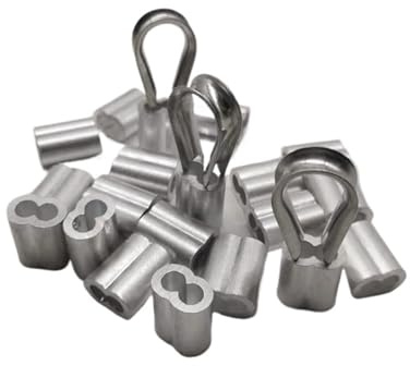 20 pezzi di diametro 5 mm M5 manicotti in alluminio ovale doppio foro e corda ditale for crimpatura del filo Per Funi Metalliche E Terminali