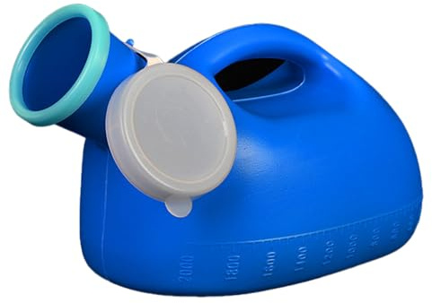 Urinflasche für Herren, 2000 ml, große Kapazität, für ältere Menschen, Kunststoff-Urin-Sammler mit Deckel(blau)