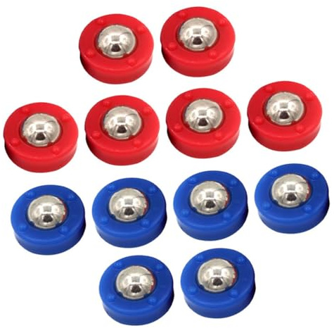 TOGEVAL Juego de Rodillos para Tejo de Mesa 12 Piezas (6 Azules 6 Rojos) en Acero y Plástico Resistente, Accesorios para Fútbol de Mesa Cuentas Rodantes, Ideales para Juegos en Interiores