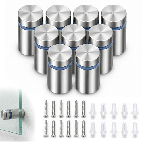 10 Piezas Separadores de Fijación Vidrio, 12 x 25 mm Tornillos Clavo Publicitario Acero Inoxidable Espaciadores de Pared para Plexiglás Letreros y Vallas Publicitarias con Tubo Expansión