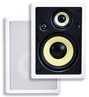 Monoprice 3-Way Fiber In-Wall Speakers - 8 Inch (Pair) With Removable And Paintable Grille - Caliber Series