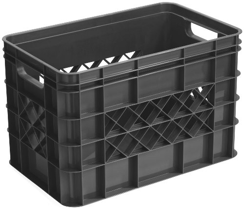 Bac de rangement en plastique (H)260x(L)400x(l)250mm couleur gris foncé capacité de charge 30 kg (SUNWARE Square multi crate 26L)