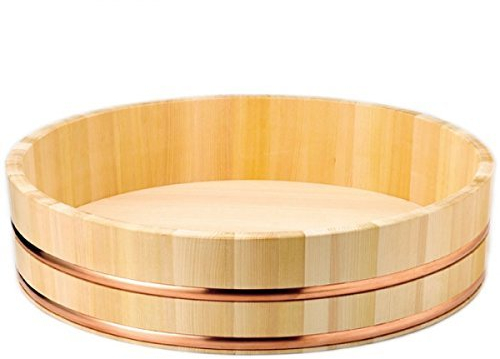33cm/13 Wooden Sushi Rice Bowl/Hangiri/Sushi Oke/Handai w/Sushi Rolling Mat