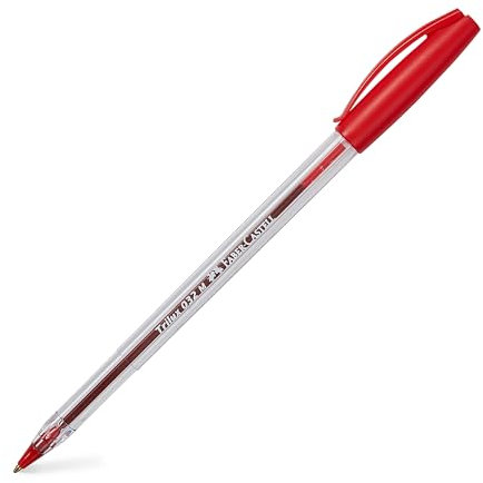 FABER-CASTELL 343220 - Kugelschreiber Trilux 032, Schreibfarbe rot, 50 Stück, Minenstärke M