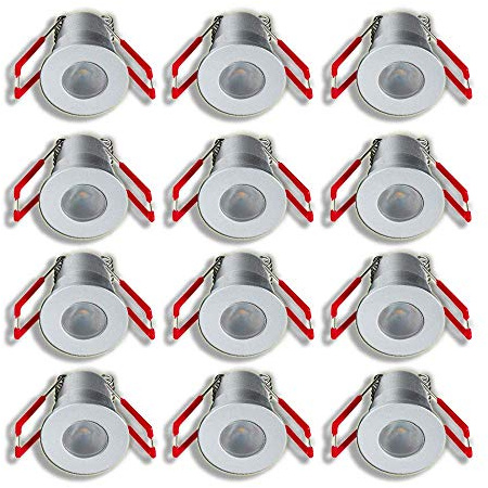 LEDUX Einbauleuchten Set (12 Stück) - 3W Premium Mini-LED-Strahler - Wasserdichte Spots (IP65), Warmweiß 3000K, Dimmbar - (Silber) [Energieklasse F]